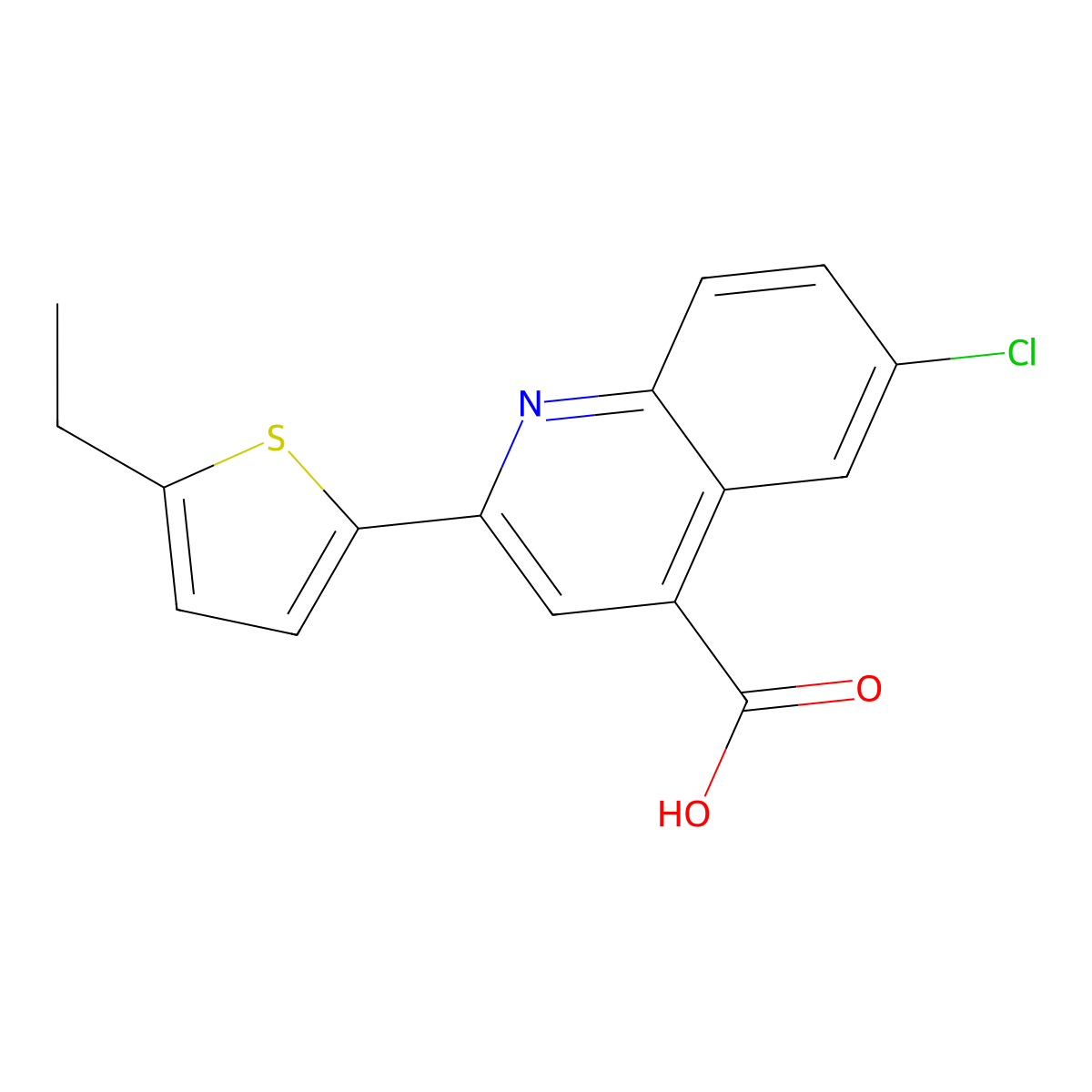 6-Chloro-2-(5-ethylthiophen-2-yl)quinoline-4-carboxylic acid molecular structure, CAS 438215-52-2