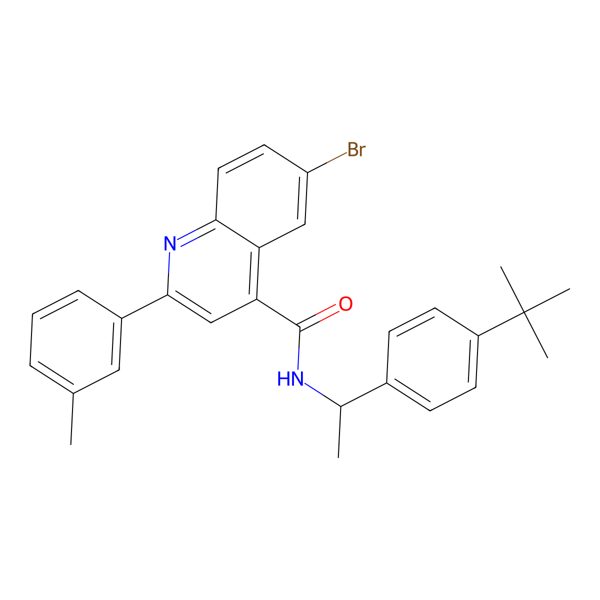 6-bromo-N-[1-(4-tert-butylphenyl)ethyl]-2-(3-methylphenyl)quinoline-4-carboxamide molecular structure, CAS 438215-56-6