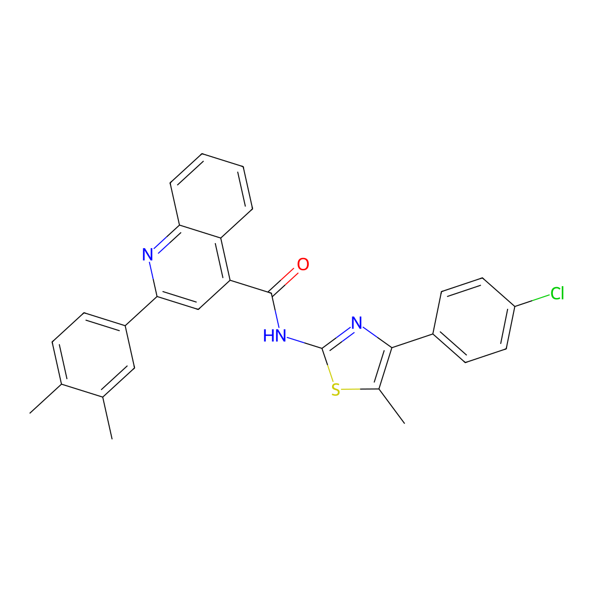 N-[4-(4-chlorophenyl)-5-methyl-1,3-thiazol-2-yl]-2-(3,4-dimethylphenyl)quinoline-4-carboxamide molecular structure, CAS 438215-69-1