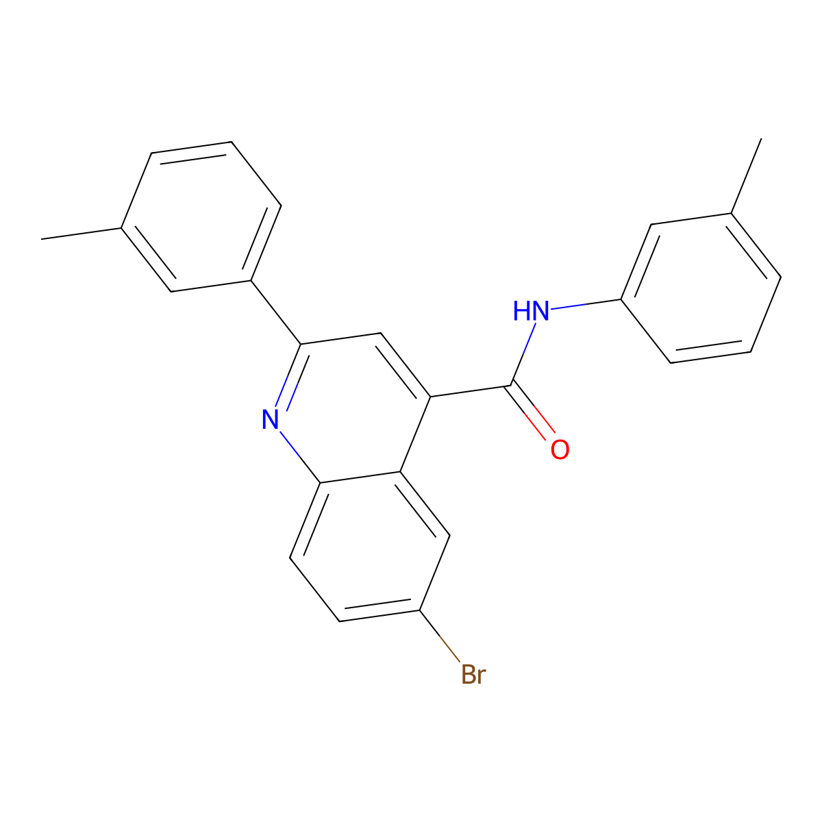 6-bromo-N,2-bis(3-methylphenyl)quinoline-4-carboxamide molecular structure, CAS 438215-72-6