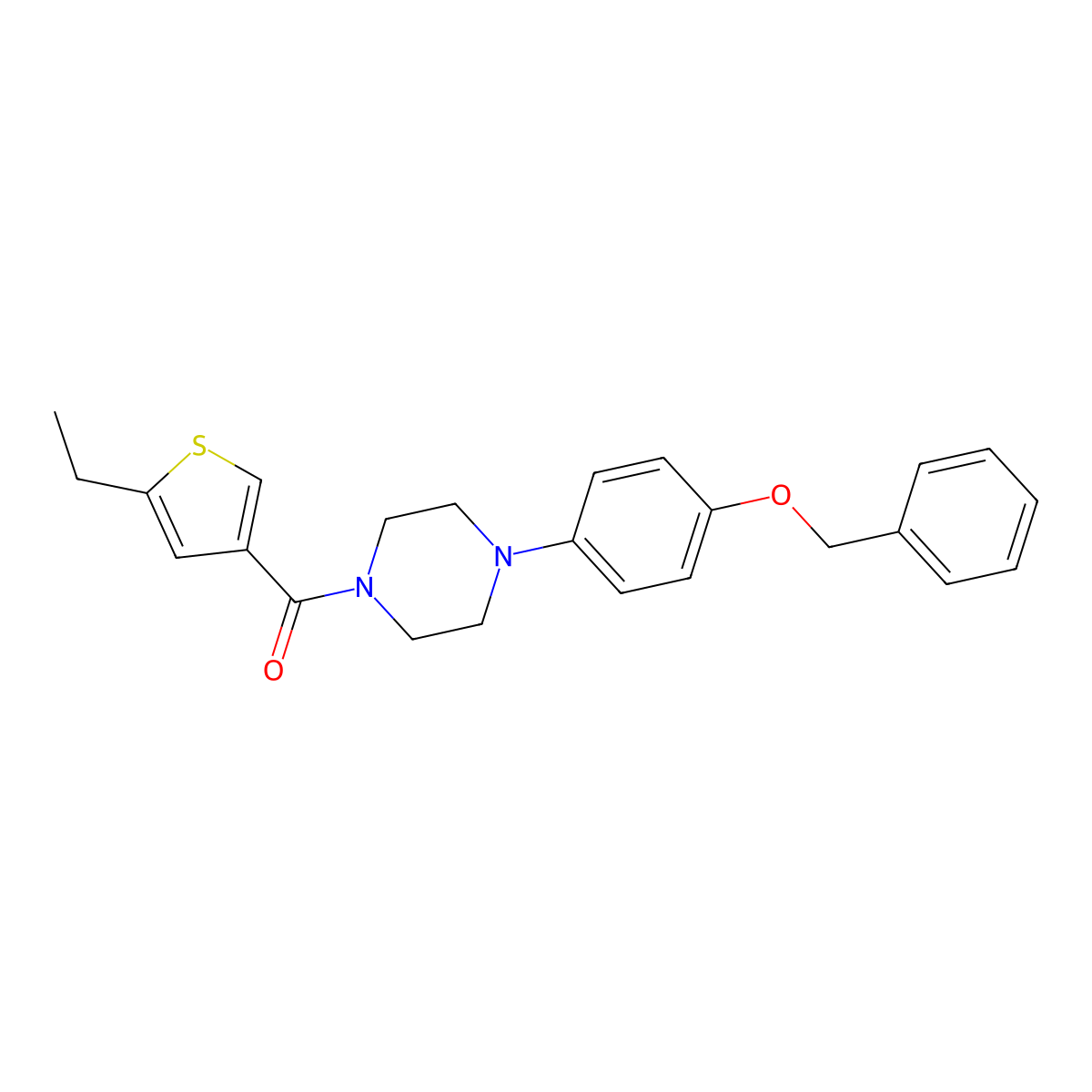 (5-Ethylthiophen-3-yl)-[4-(4-phenylmethoxyphenyl)piperazin-1-yl]methanone molecular structure, CAS 438215-85-1