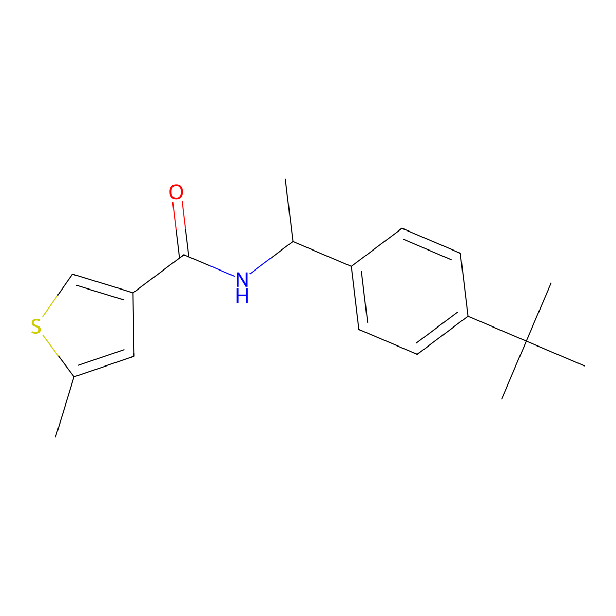 N-[1-(4-tert-butylphenyl)ethyl]-5-methylthiophene-3-carboxamide molecular structure, CAS 438215-95-3