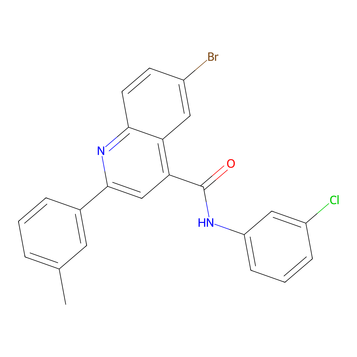 6-bromo-N-(3-chlorophenyl)-2-(3-methylphenyl)quinoline-4-carboxamide molecular structure, CAS 438215-98-6