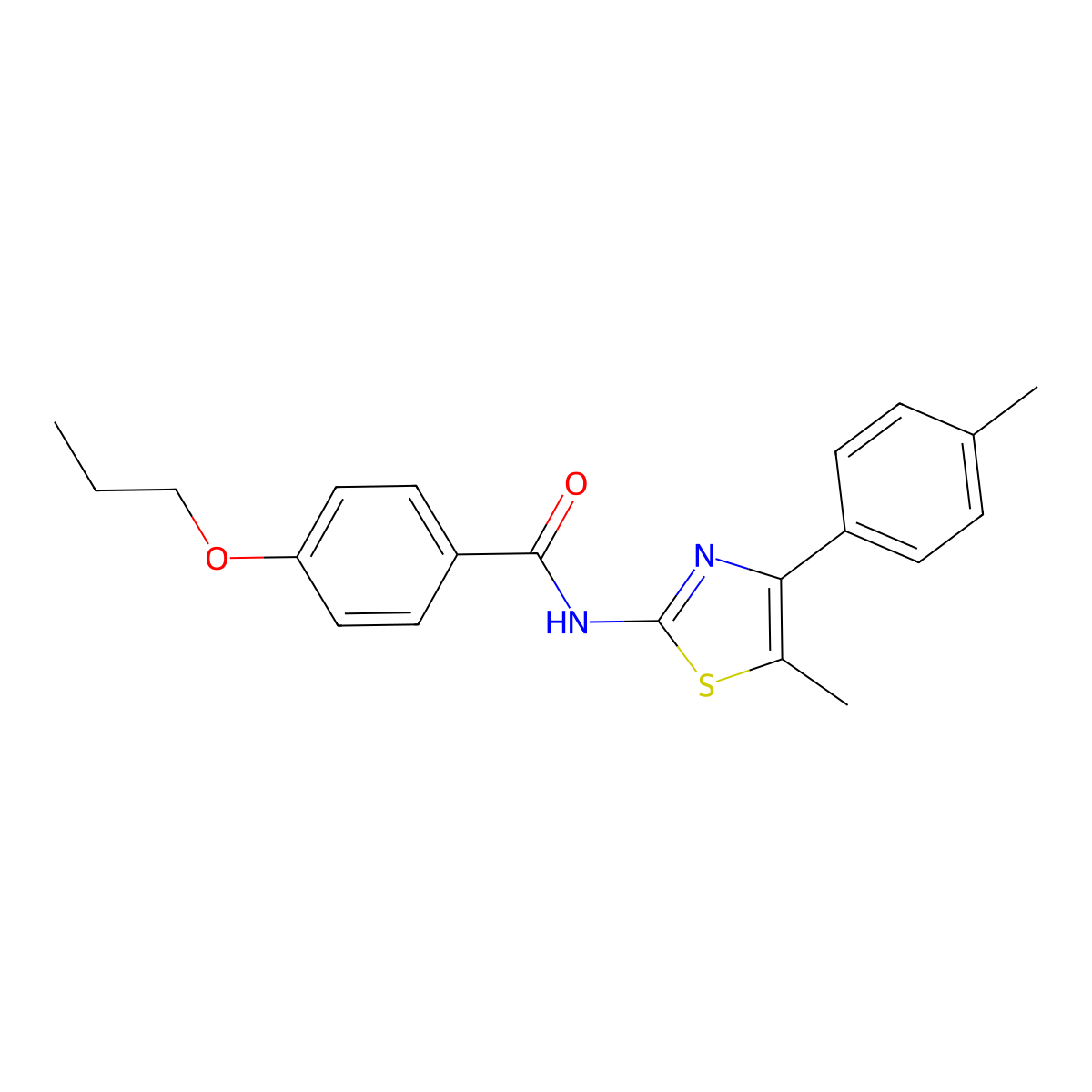 N-[5-methyl-4-(4-methylphenyl)-1,3-thiazol-2-yl]-4-propoxybenzamide molecular structure, CAS 438216-03-6