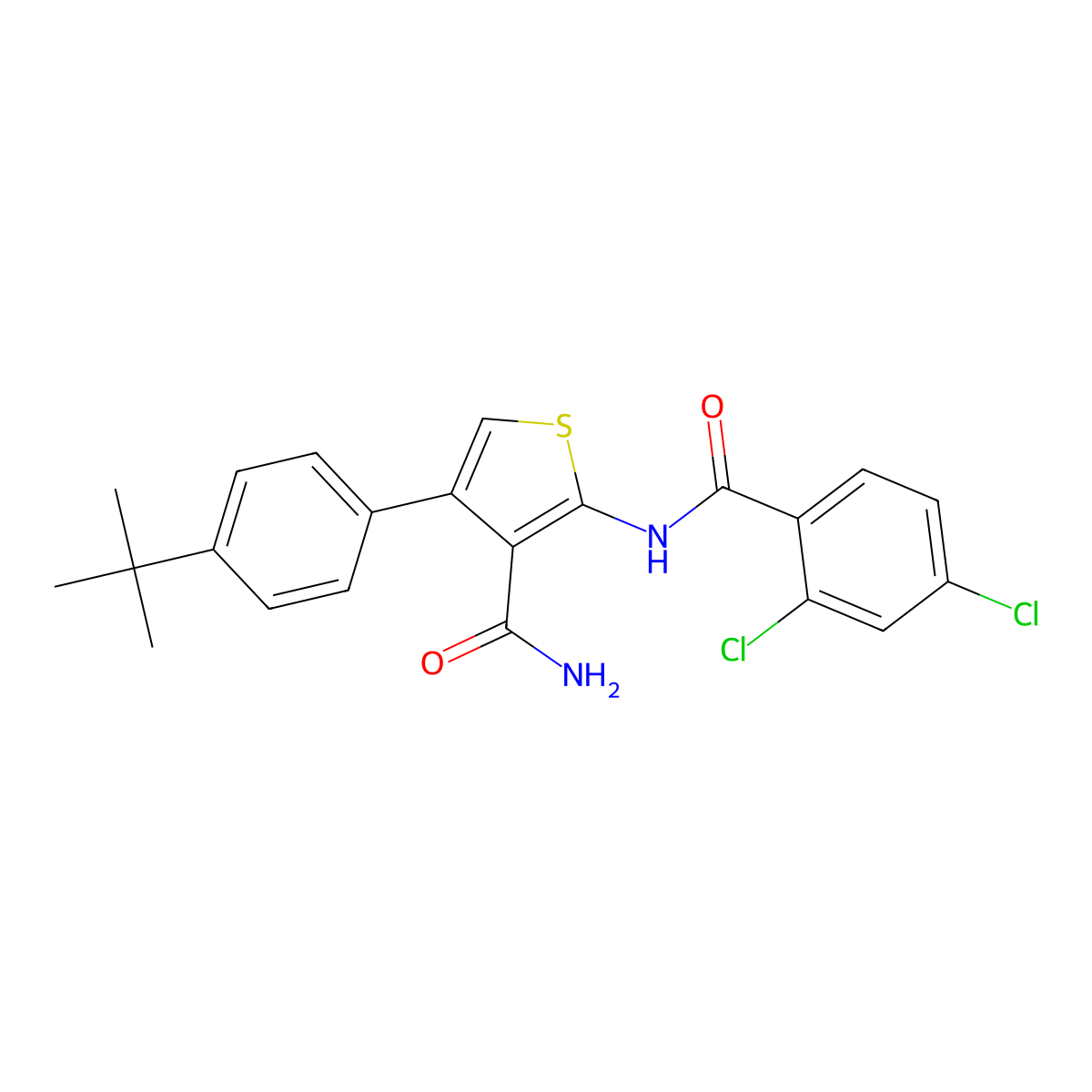 4-(4-Tert-butylphenyl)-2-[(2,4-dichlorobenzoyl)amino]thiophene-3-carboxamide molecular structure, CAS 438216-05-8