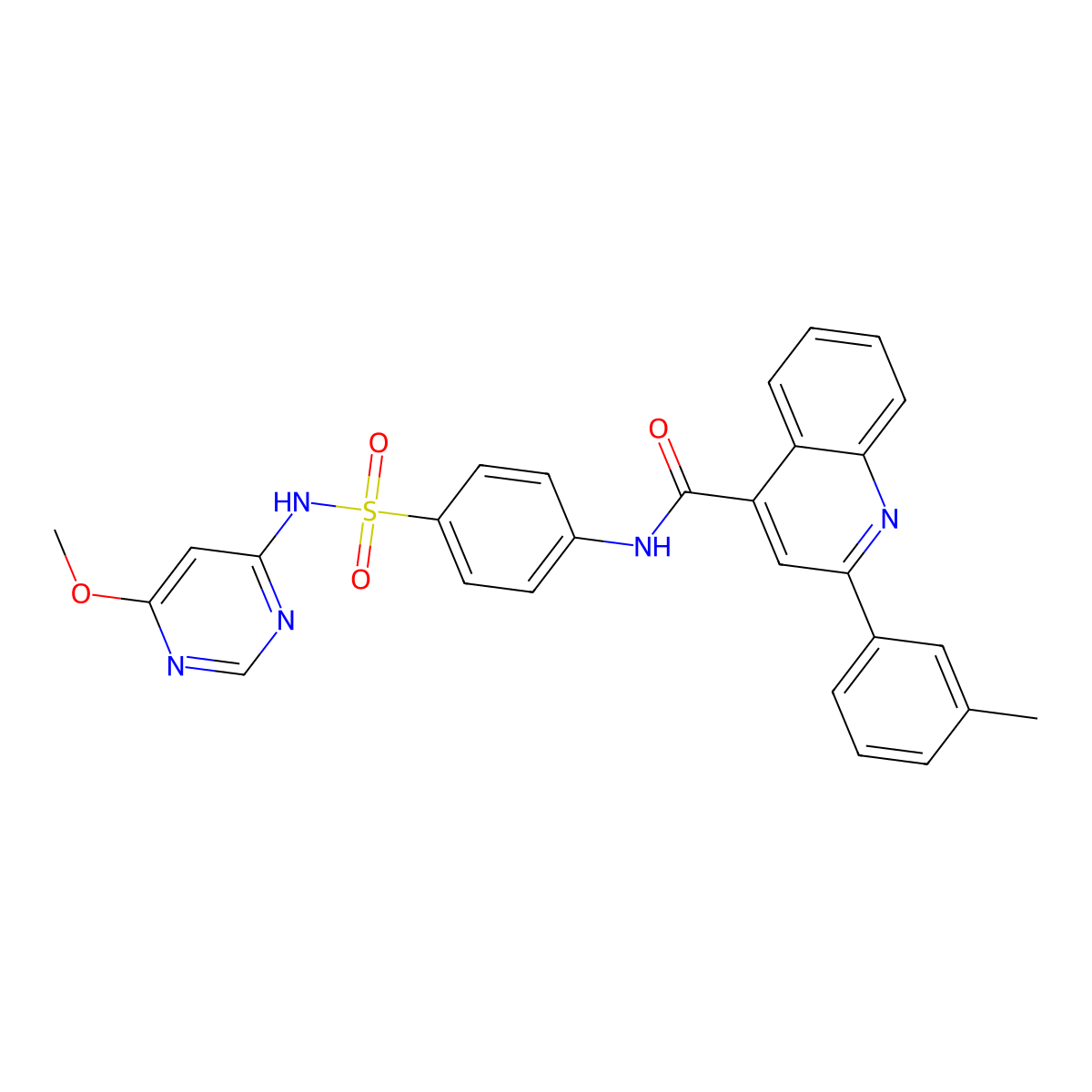 N-[4-[(6-methoxypyrimidin-4-yl)sulfamoyl]phenyl]-2-(3-methylphenyl)quinoline-4-carboxamide molecular structure, CAS 438216-22-9