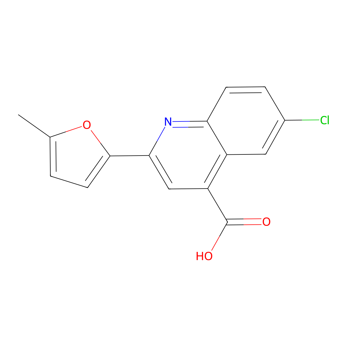 6-Chloro-2-(5-methyl-2-furyl)quinoline-4-carboxylic acid molecular structure, CAS 438216-26-3
