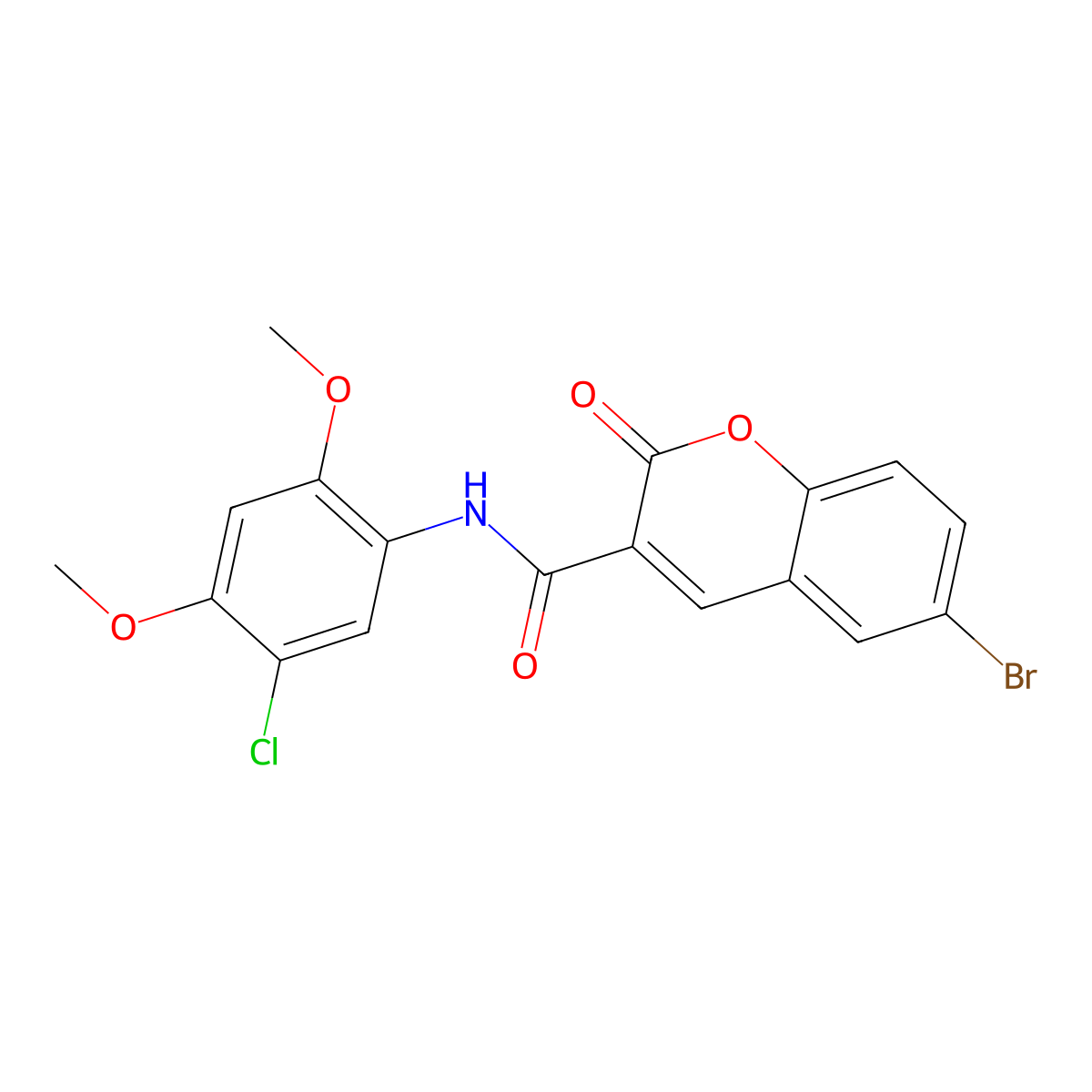 6-bromo-N-(5-chloro-2,4-dimethoxyphenyl)-2-oxochromene-3-carboxamide molecular structure, CAS 438216-31-0