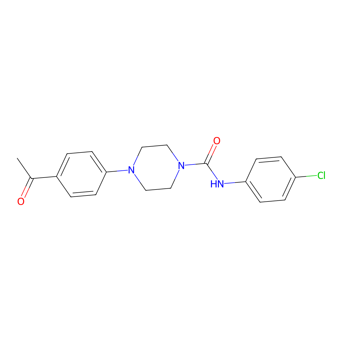 4-(4-acetylphenyl)-N-(4-chlorophenyl)piperazine-1-carboxamide molecular structure, CAS 438216-39-8