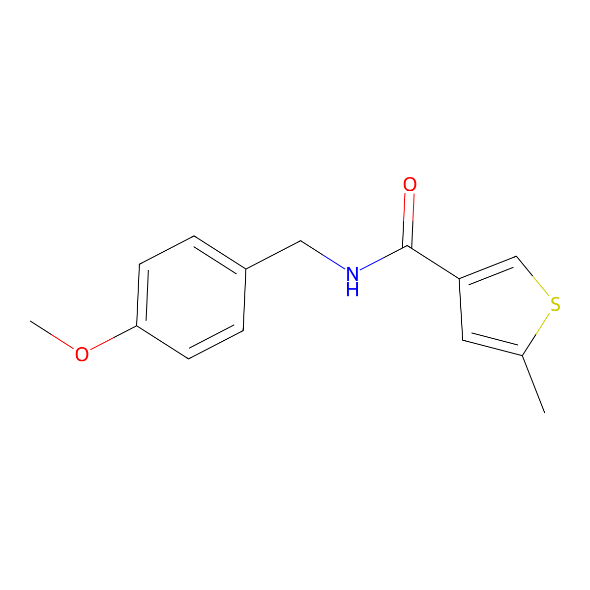 N-[(4-methoxyphenyl)methyl]-5-methylthiophene-3-carboxamide molecular structure, CAS 438216-50-3