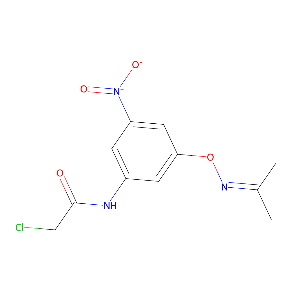 2-chloro-N-(3-nitro-5-{[(1-methylethylidene)amino]oxy}phenyl)acetamide molecular structure, CAS 438216-52-5