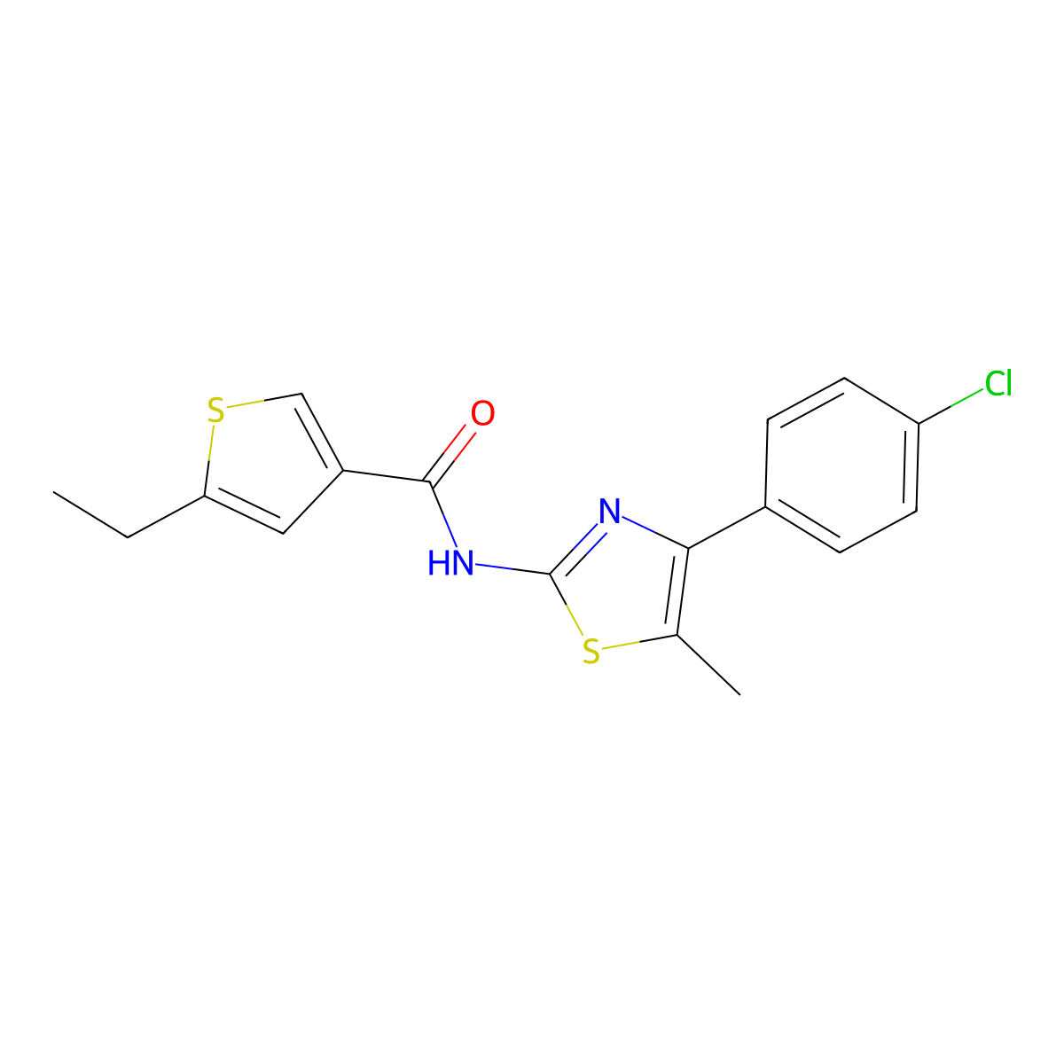 N-[4-(4-chlorophenyl)-5-methyl-1,3-thiazol-2-yl]-5-ethylthiophene-3-carboxamide molecular structure, CAS 438216-56-9