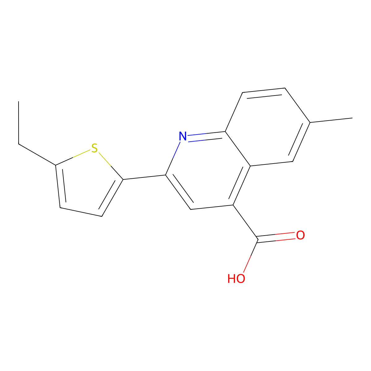 2-(5-Ethylthiophen-2-yl)-6-methylquinoline-4-carboxylic acid molecular structure, CAS 438216-59-2