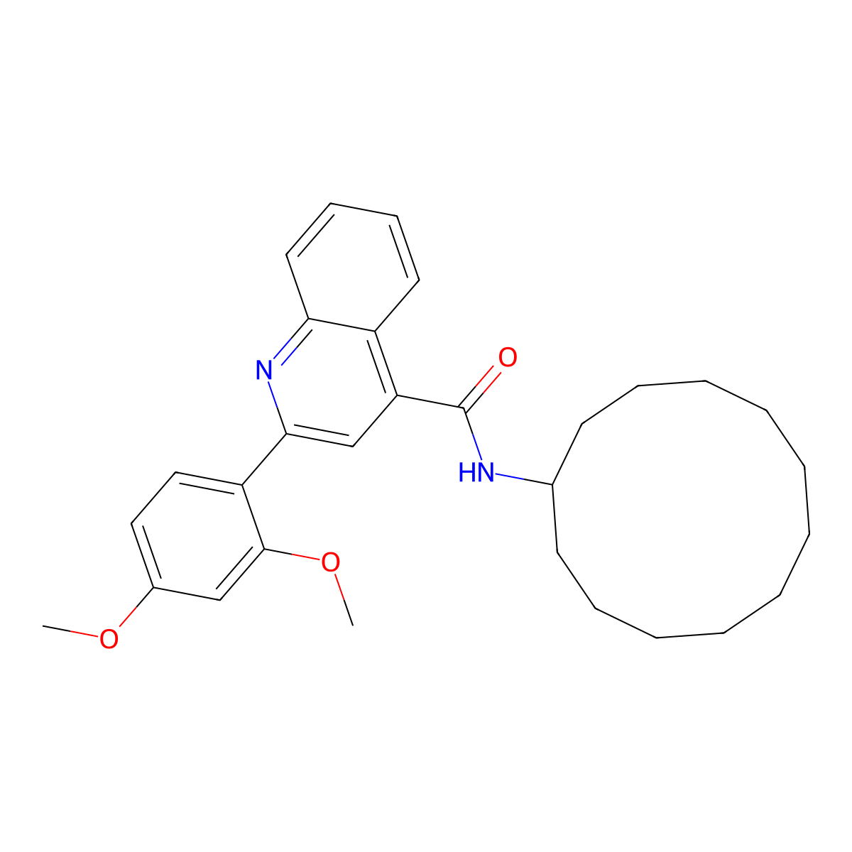 N-cyclododecyl-2-(2,4-dimethoxyphenyl)quinoline-4-carboxamide molecular structure, CAS 438216-64-9