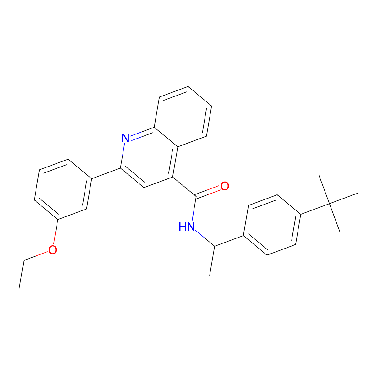 N-[1-(4-tert-butylphenyl)ethyl]-2-(3-ethoxyphenyl)quinoline-4-carboxamide molecular structure, CAS 438216-65-0