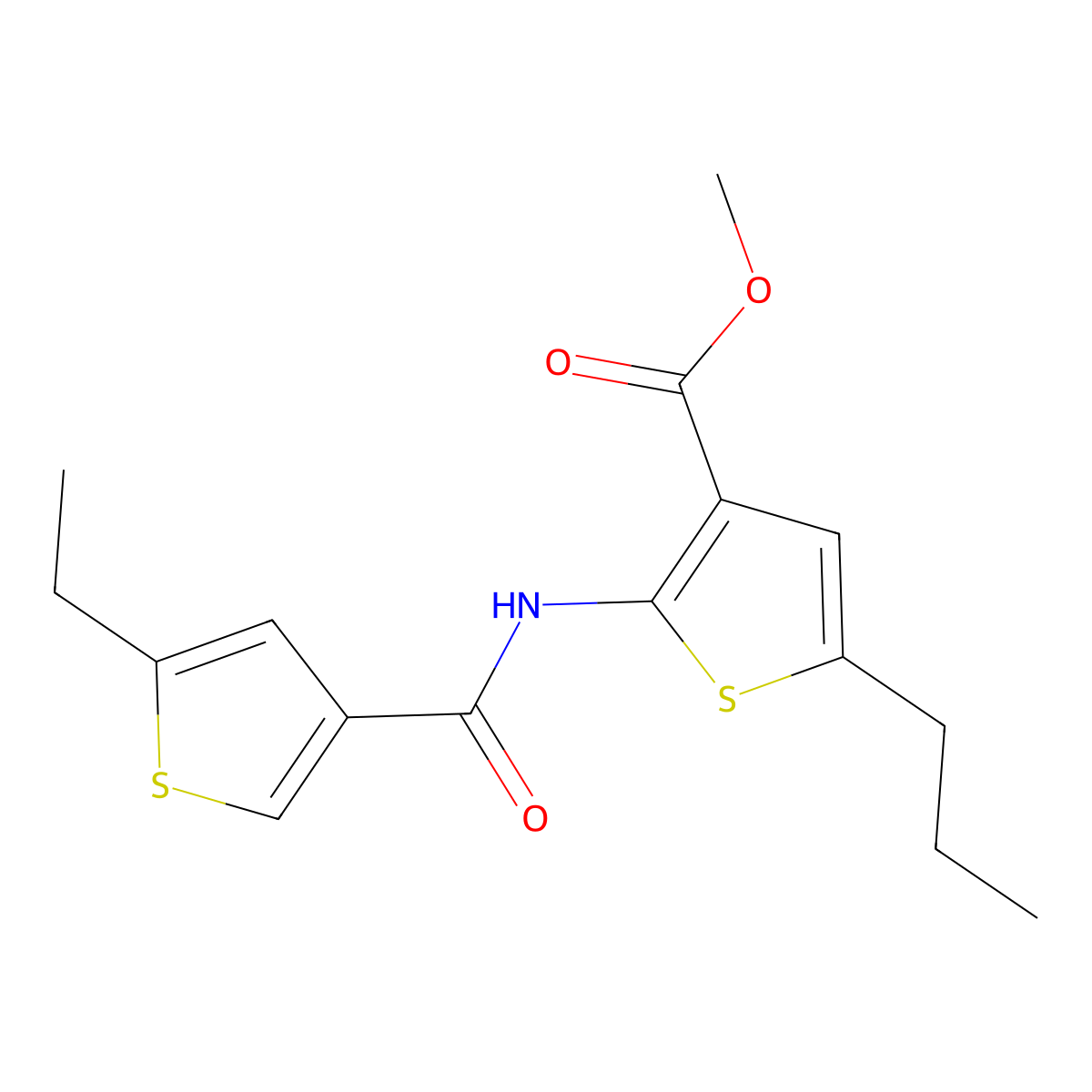Methyl 2-{[(5-ethylthiophen-3-yl)carbonyl]amino}-5-propylthiophene-3-carboxylate molecular structure, CAS 438216-79-6