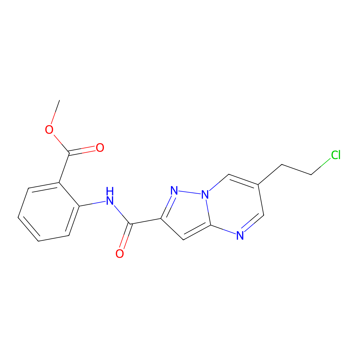 Methyl 2-({[6-(2-chloroethyl)pyrazolo[1,5-a]pyrimidin-2-yl]carbonyl}amino)benzoate molecular structure, CAS 438216-84-3