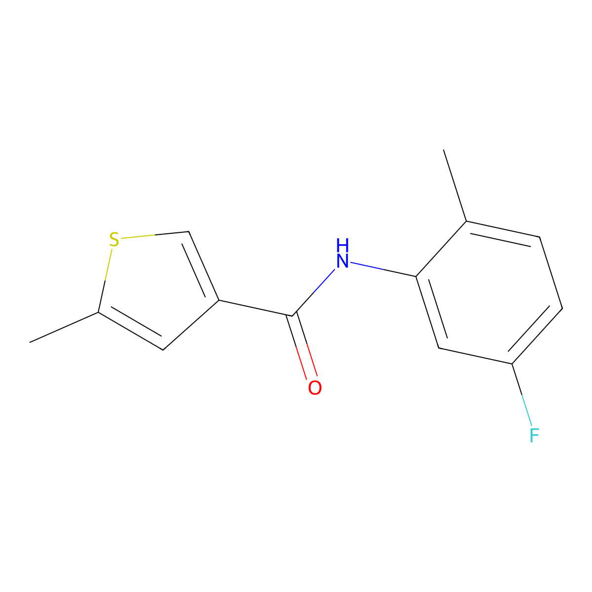 N-(5-fluoro-2-methylphenyl)-5-methylthiophene-3-carboxamide molecular structure, CAS 438216-87-6