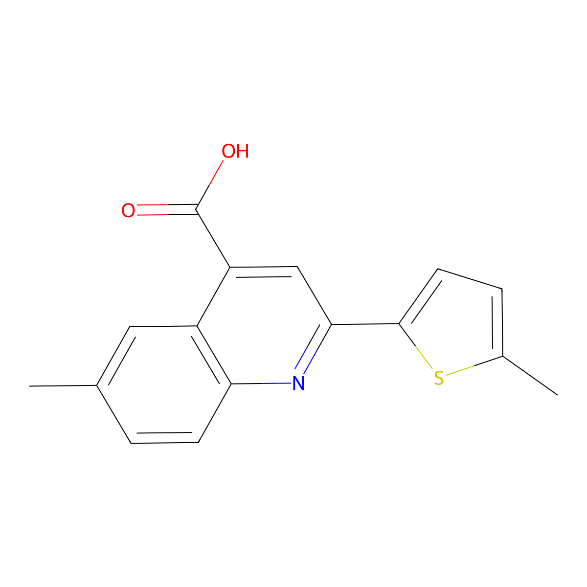 6-Methyl-2-(5-methylthiophen-2-yl)quinoline-4-carboxylic acid molecular structure, CAS 438216-88-7
