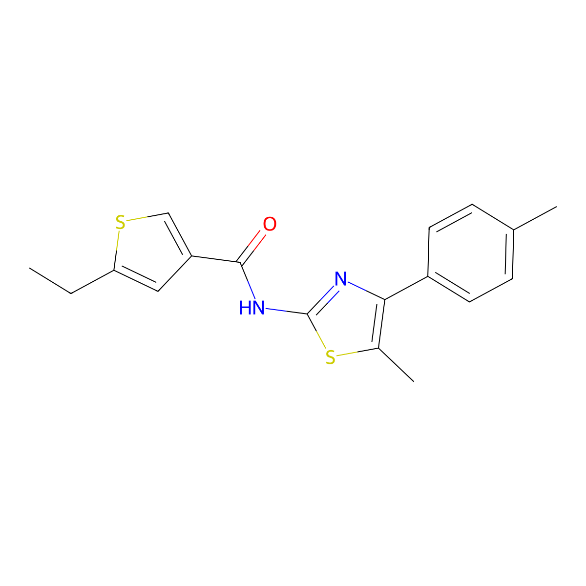 5-ethyl-N-[5-methyl-4-(4-methylphenyl)-1,3-thiazol-2-yl]thiophene-3-carboxamide molecular structure, CAS 438216-94-5