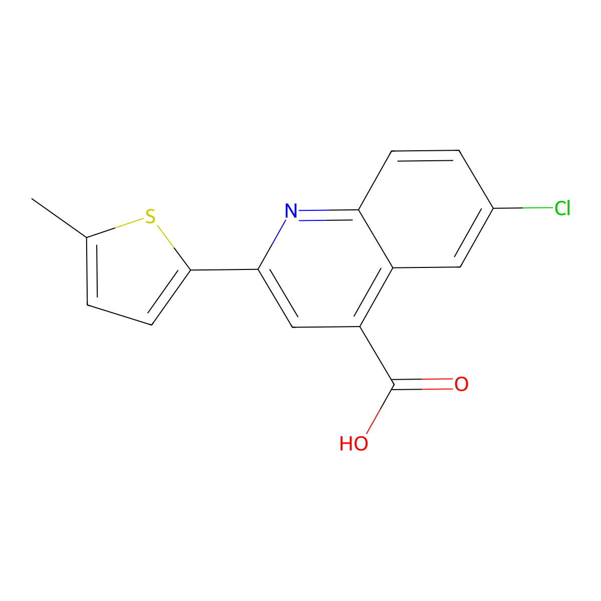 6-Chloro-2-(5-methylthiophen-2-yl)quinoline-4-carboxylic acid molecular structure, CAS 438216-95-6