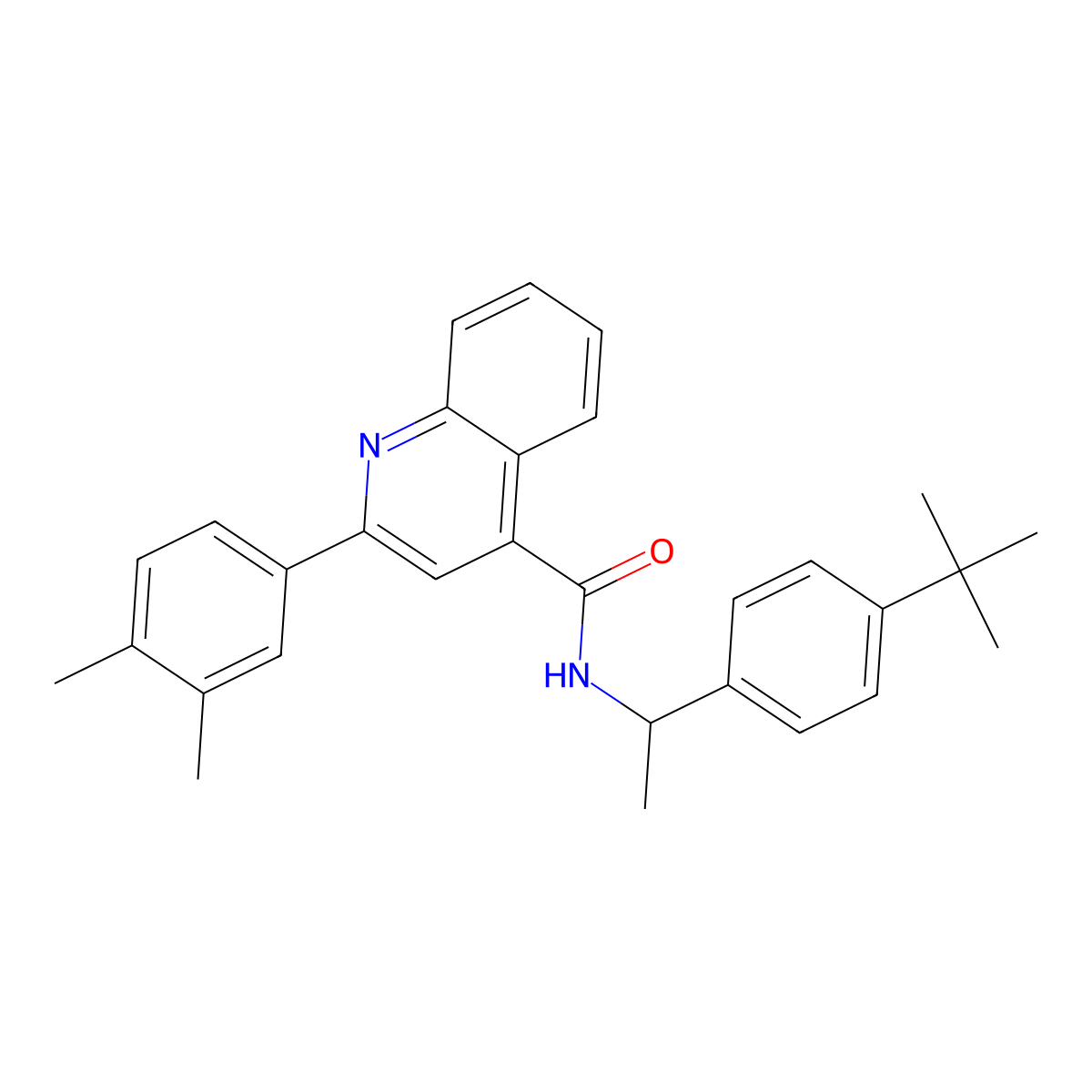 N-[1-(4-tert-butylphenyl)ethyl]-2-(3,4-dimethylphenyl)quinoline-4-carboxamide molecular structure, CAS 438217-03-9