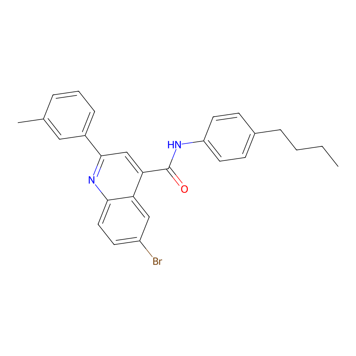 6-bromo-N-(4-butylphenyl)-2-(3-methylphenyl)quinoline-4-carboxamide molecular structure, CAS 438217-07-3