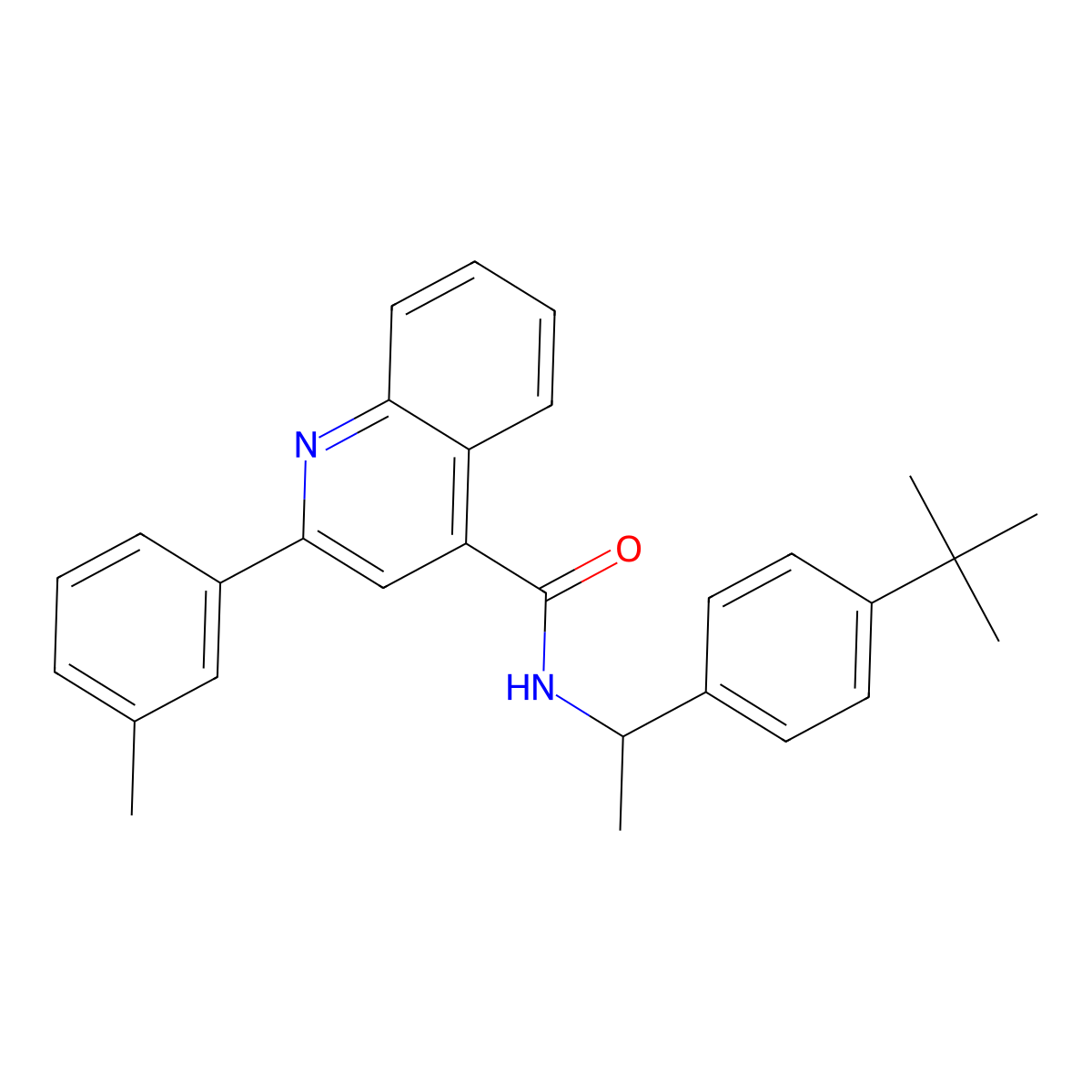 N-[1-(4-tert-butylphenyl)ethyl]-2-(3-methylphenyl)quinoline-4-carboxamide molecular structure, CAS 438217-13-1