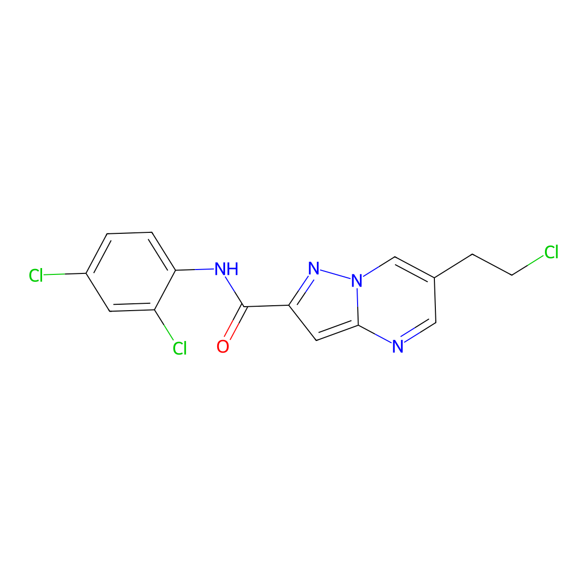 6-(2-chloroethyl)-N-(2,4-dichlorophenyl)pyrazolo[1,5-a]pyrimidine-2-carboxamide molecular structure, CAS 438217-17-5