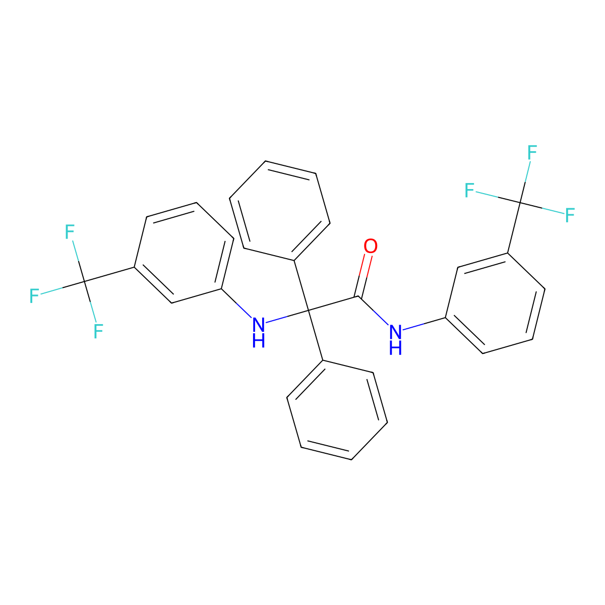 2,2-diphenyl-2-[3-(trifluoromethyl)anilino]-N-[3-(trifluoromethyl)phenyl]acetamide molecular structure, CAS 438217-23-3
