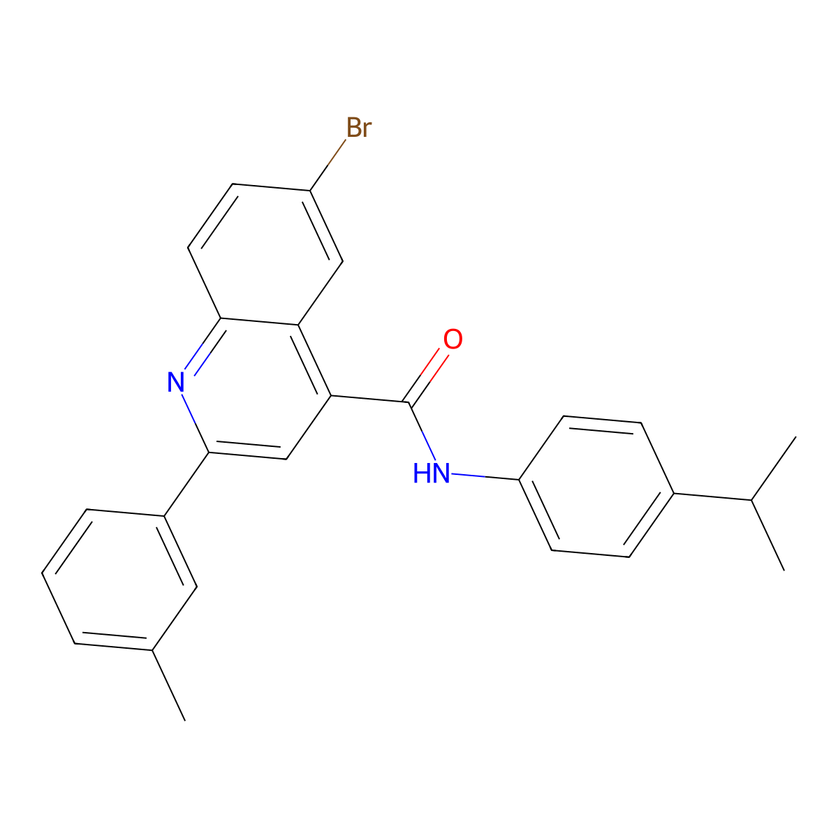 6-bromo-2-(3-methylphenyl)-N-(4-propan-2-ylphenyl)quinoline-4-carboxamide molecular structure, CAS 438217-28-8