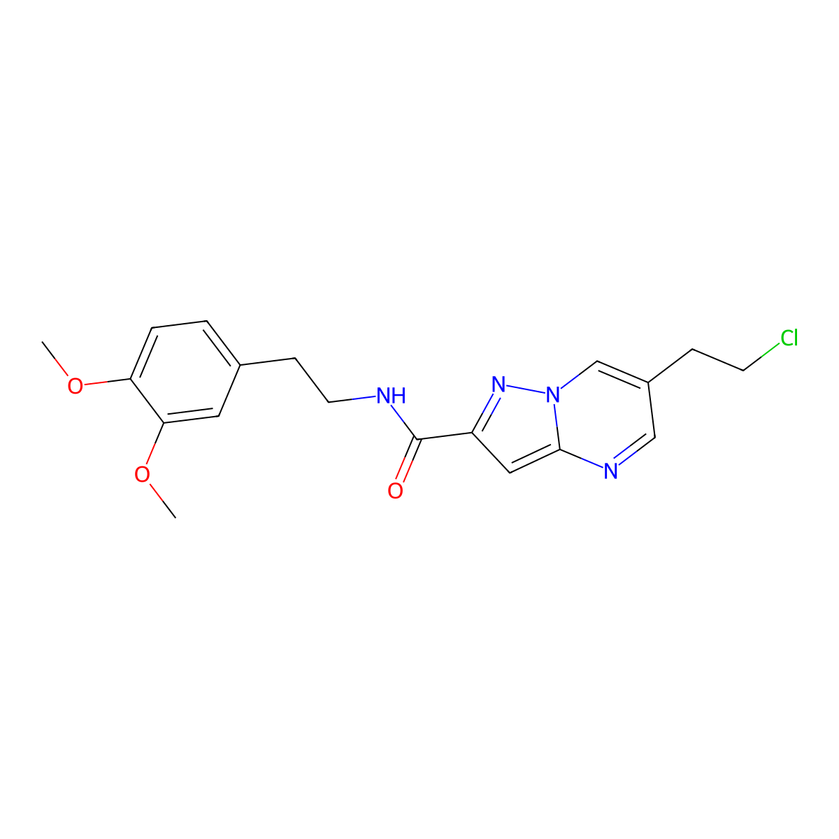 6-(2-chloroethyl)-N-[2-(3,4-dimethoxyphenyl)ethyl]pyrazolo[1,5-a]pyrimidine-2-carboxamide molecular structure, CAS 438217-30-2