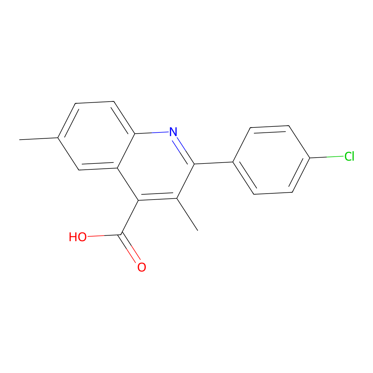 2-(4-Chlorophenyl)-3,6-dimethylquinoline-4-carboxylic acid molecular structure, CAS 438217-37-9