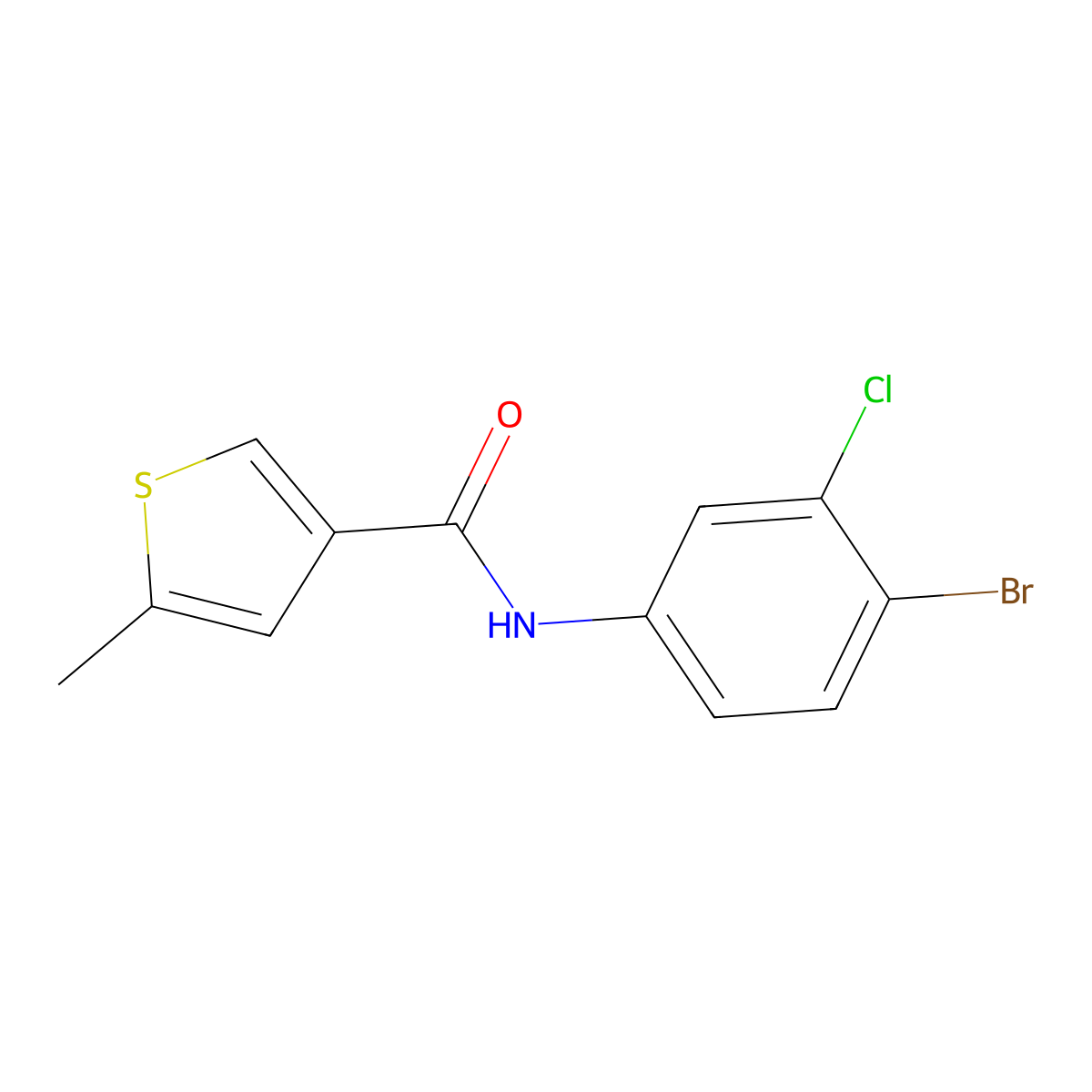 N-(4-bromo-3-chlorophenyl)-5-methylthiophene-3-carboxamide molecular structure, CAS 438217-50-6