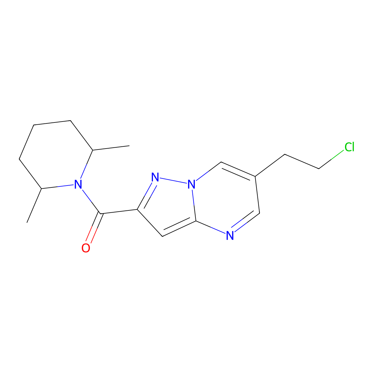 6-(2-Chloroethyl)-2-[(2,6-dimethyl-1-piperidinyl)carbonyl]pyrazolo[1,5-a]pyrimidine molecular structure, CAS 438217-54-0
