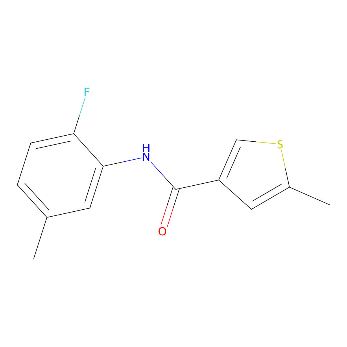 N-(2-fluoro-5-methylphenyl)-5-methylthiophene-3-carboxamide molecular structure, CAS 438217-56-2