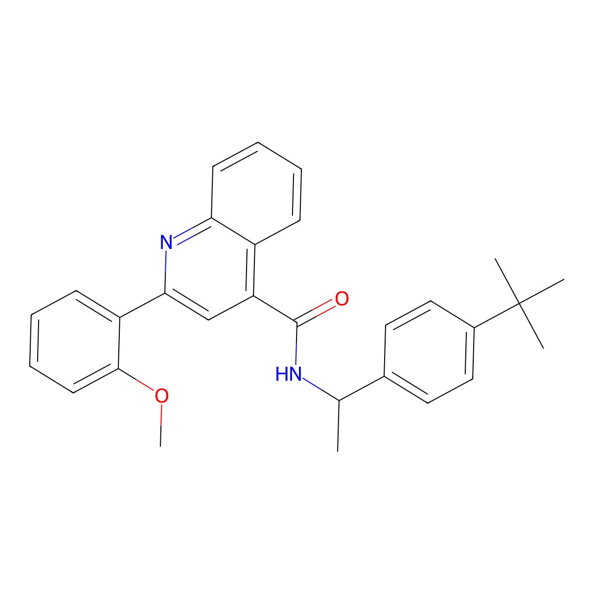 N-[1-(4-tert-butylphenyl)ethyl]-2-(2-methoxyphenyl)quinoline-4-carboxamide molecular structure, CAS 438217-76-6