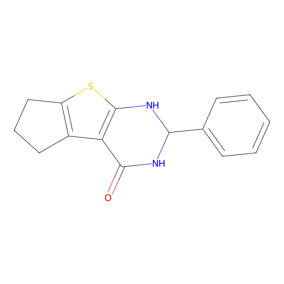 2-phenyl-1,2,3,5,6,7-hexahydro-4H-cyclopenta[4,5]thieno[2,3-d]pyrimidin-4-one molecular structure, CAS 438217-83-5