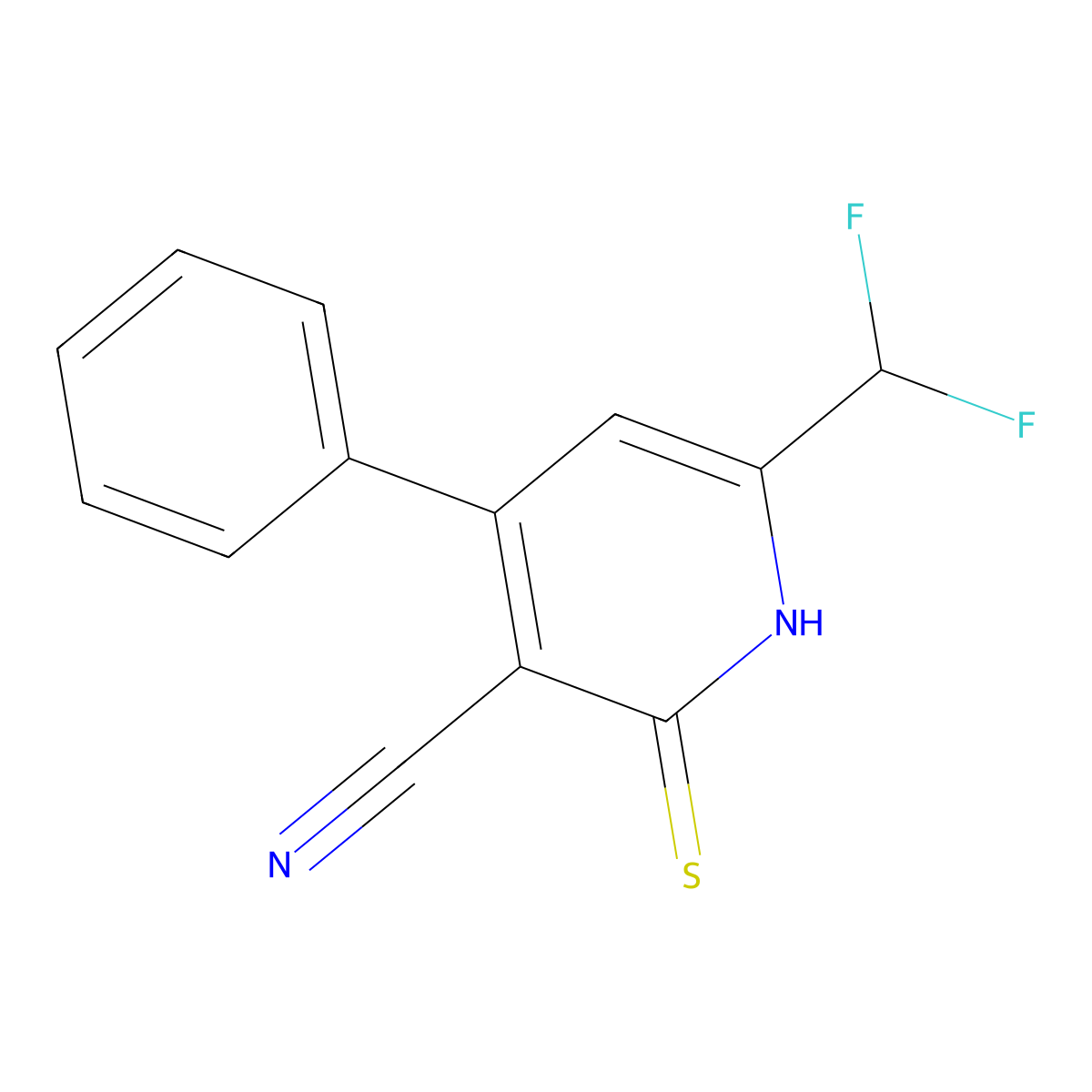 6-(Difluoromethyl)-1,2-dihydro-4-phenyl-2-thioxo-3-pyridinecarbonitrile molecular structure, CAS 438217-90-4