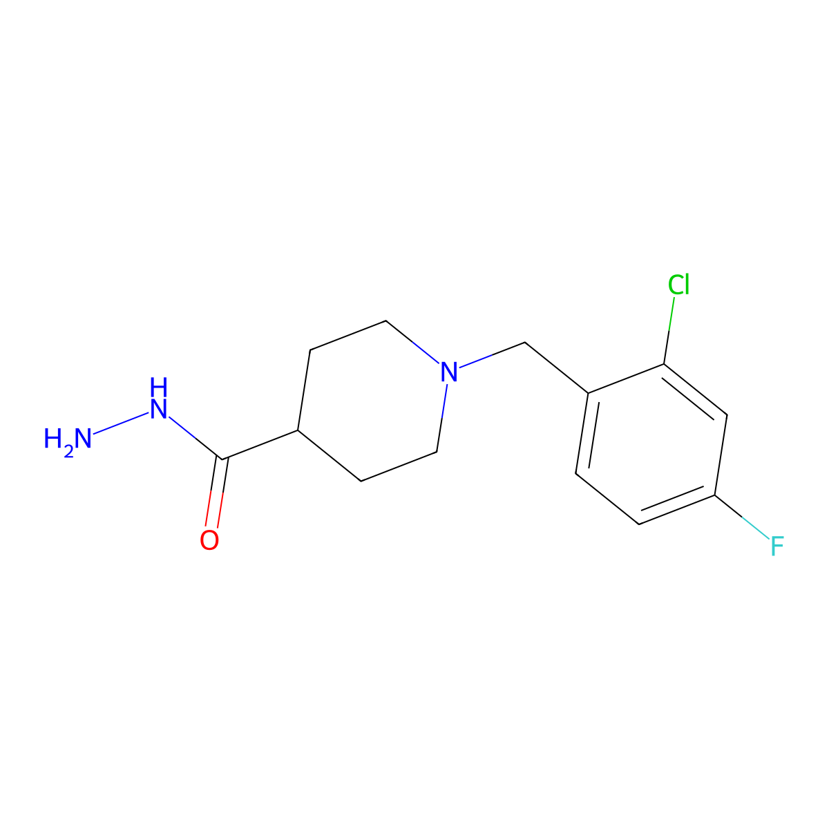 1-(2-Chloro-4-fluorobenzyl)piperidine-4-carbohydrazide molecular structure, CAS 438217-98-2
