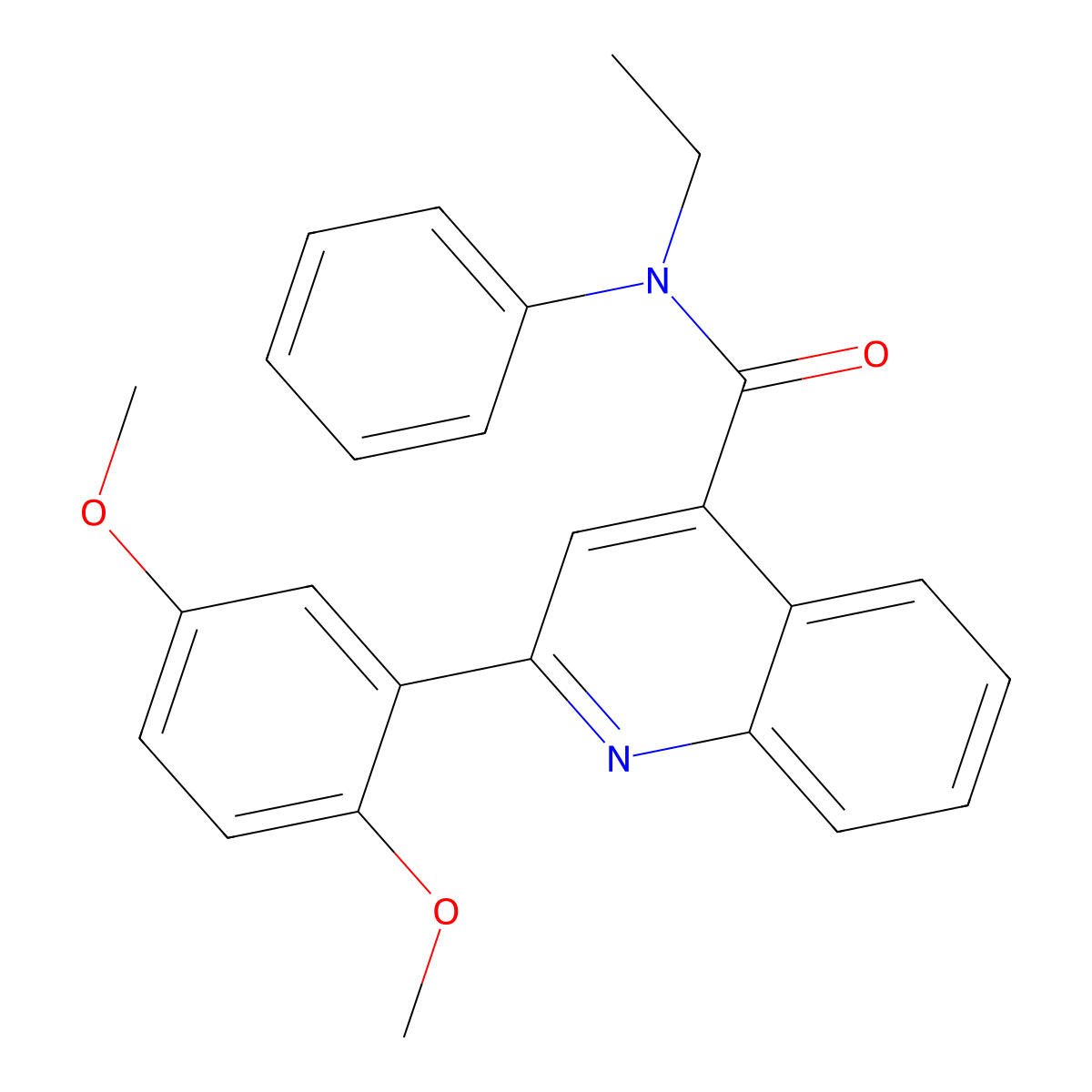 2-(2,5-dimethoxyphenyl)-N-ethyl-N-phenylquinoline-4-carboxamide molecular structure, CAS 438218-01-0
