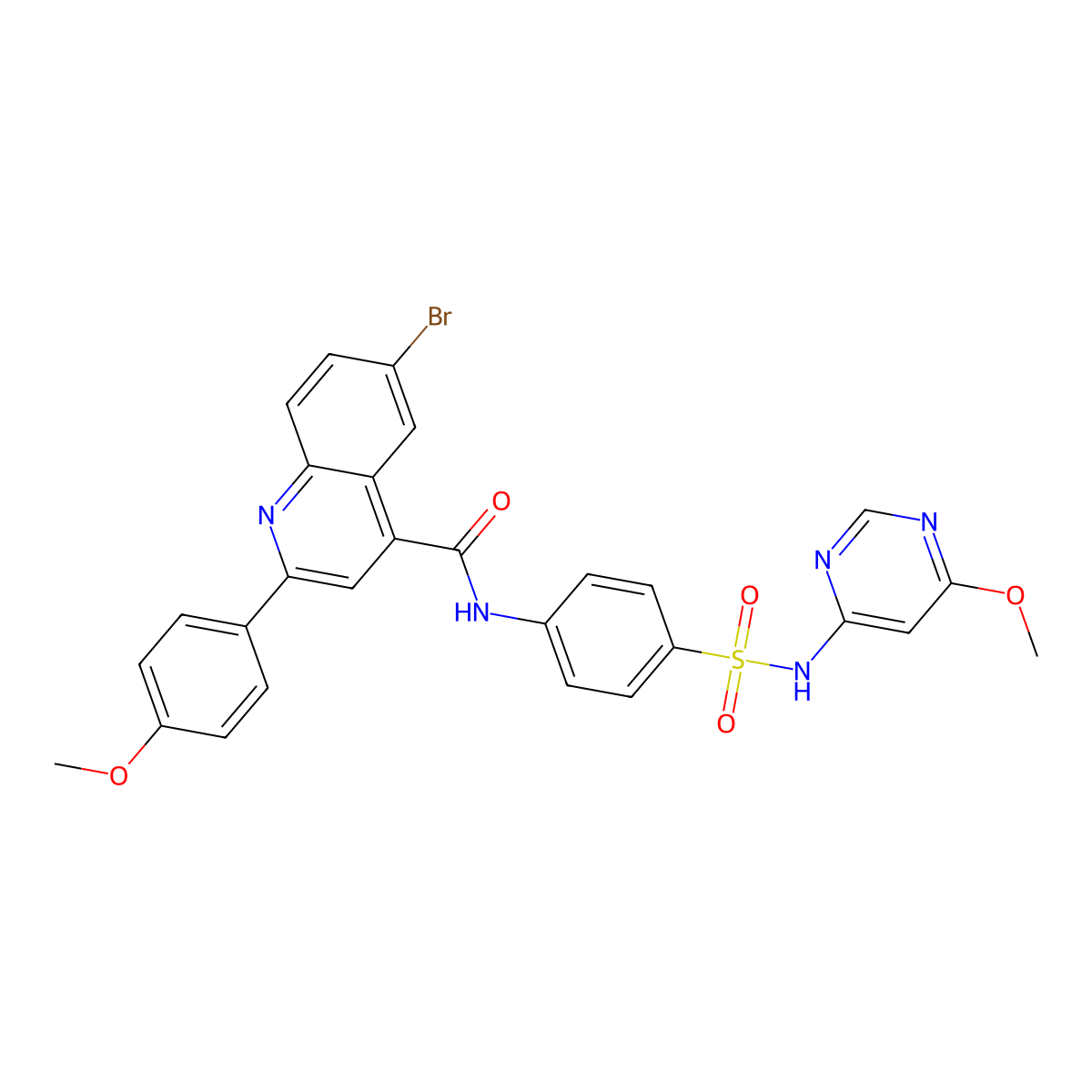 6-bromo-2-(4-methoxyphenyl)-N-[4-[(6-methoxypyrimidin-4-yl)sulfamoyl]phenyl]quinoline-4-carboxamide molecular structure, CAS 438218-07-6
