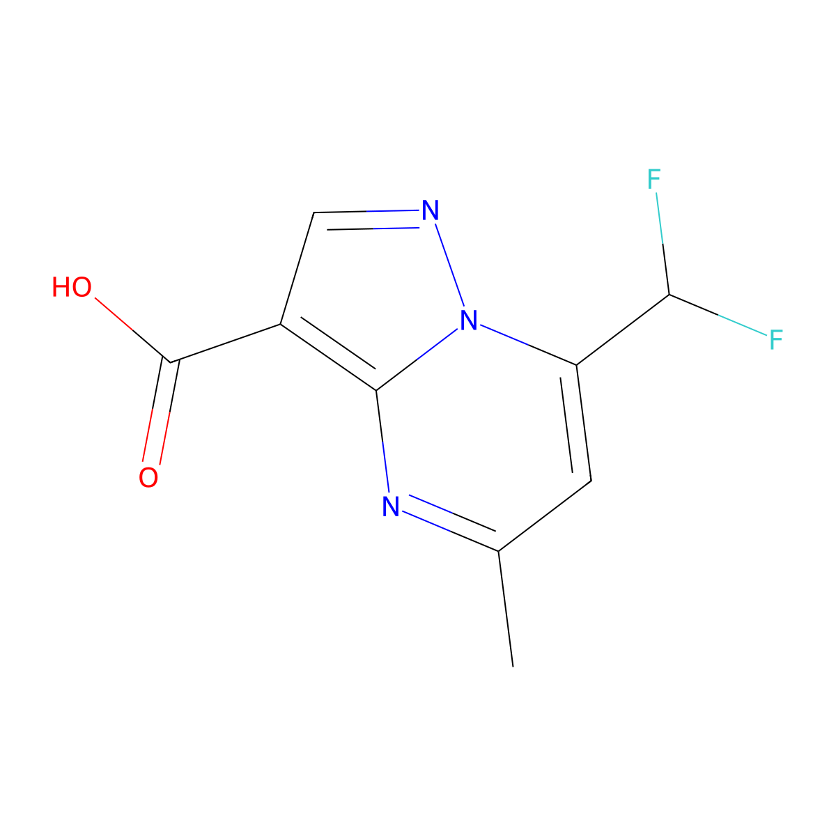 7-(Difluoromethyl)-5-methylpyrazolo(1,5-a)pyrimidine-3-carboxylic acid molecular structure, CAS 438218-14-5