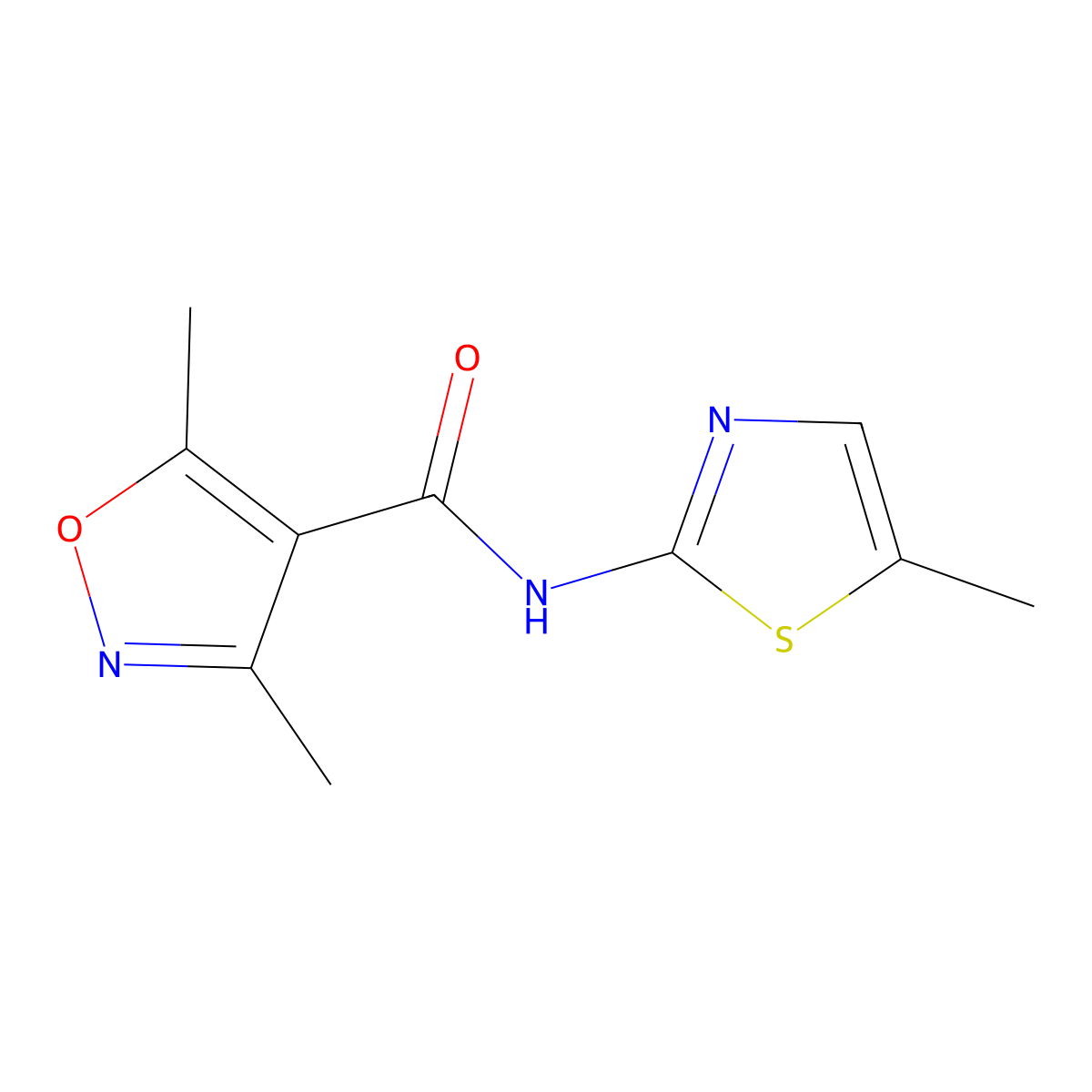 3,5-dimethyl-N-(5-methyl-1,3-thiazol-2-yl)-1,2-oxazole-4-carboxamide molecular structure, CAS 438218-15-6