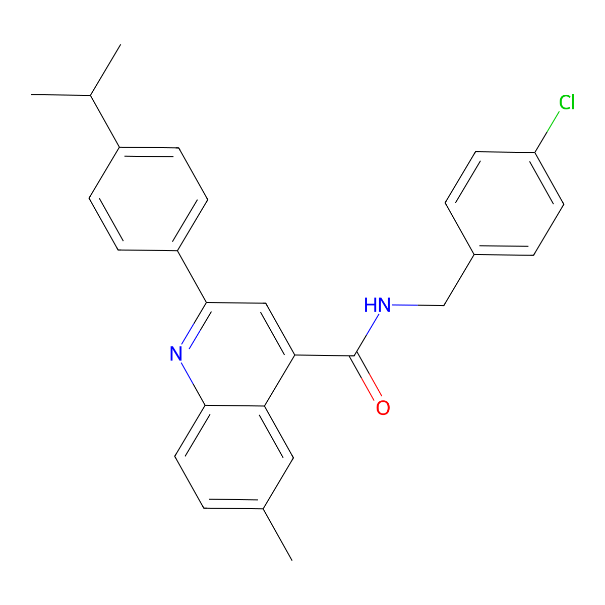 N-[(4-chlorophenyl)methyl]-6-methyl-2-(4-propan-2-ylphenyl)quinoline-4-carboxamide molecular structure, CAS 438218-25-8