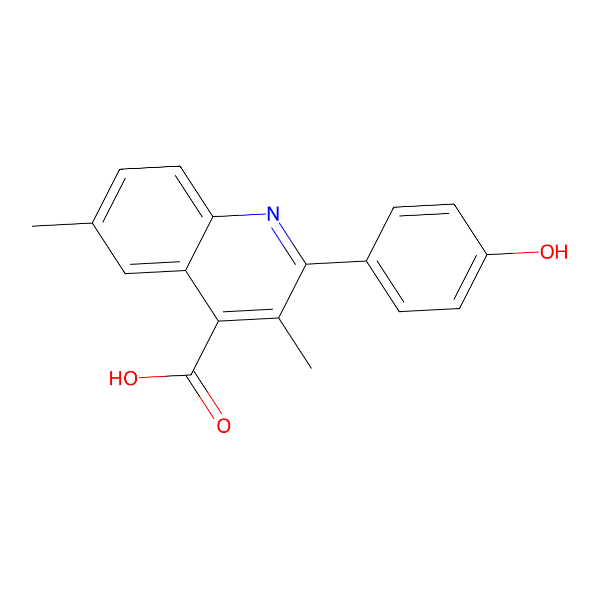 2-(4-Hydroxyphenyl)-3,6-dimethylquinoline-4-carboxylic acid molecular structure, CAS 438218-31-6