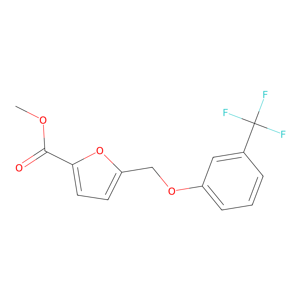 Methyl 5-{[3-(trifluoromethyl)phenoxy]methyl}-2-furoate molecular structure, CAS 438218-32-7