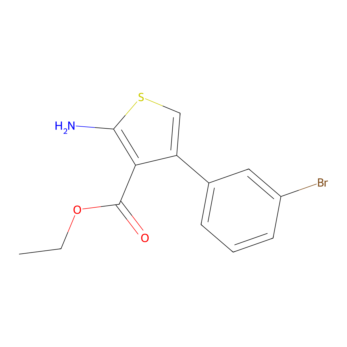 Ethyl 2-amino-4-(3-bromophenyl)thiophene-3-carboxylate molecular structure, CAS 438218-48-5