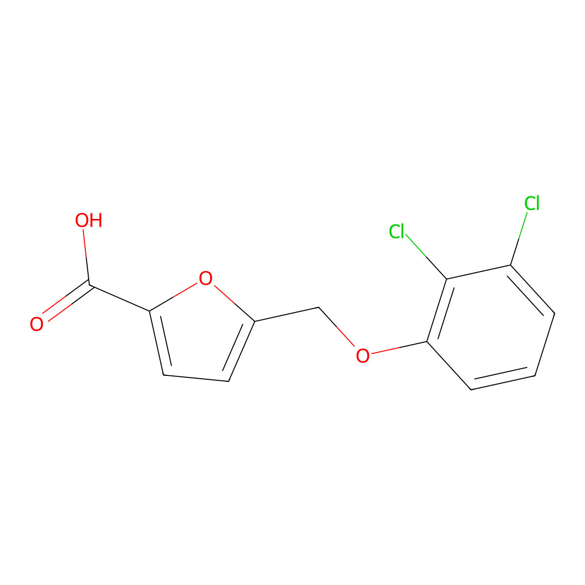 5-((2,3-Dichlorophenoxy)methyl)-2-furancarboxylic acid molecular structure, CAS 438218-49-6