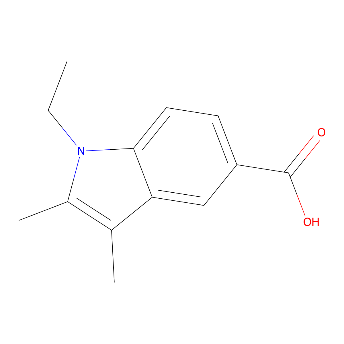 1-Ethyl-2,3-dimethyl-1H-indole-5-carboxylic acid molecular structure, CAS 438218-59-8